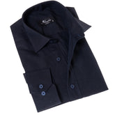 Navy Colored Luxury Men's Tailor Fit Button Up European Made Linen Shirts
